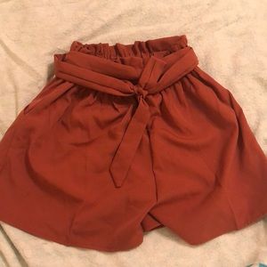 SOLD Brick Red Paper bag shorts